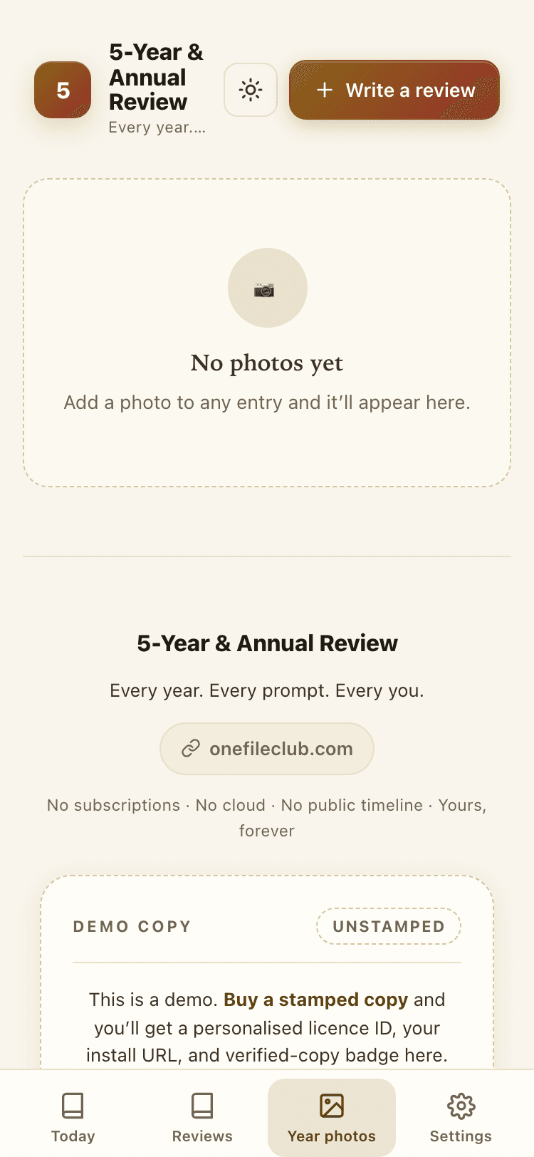 Year photos screen