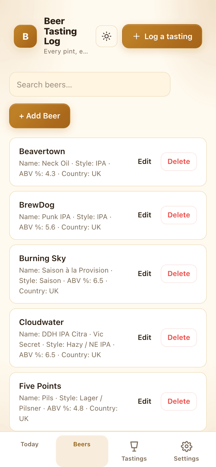 Beers screen