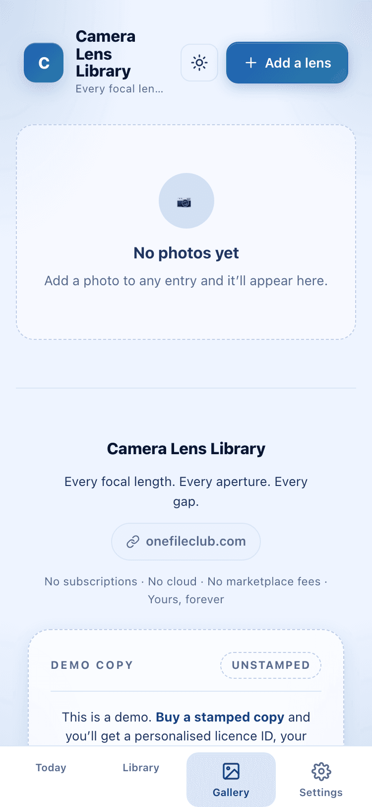 Gallery screen