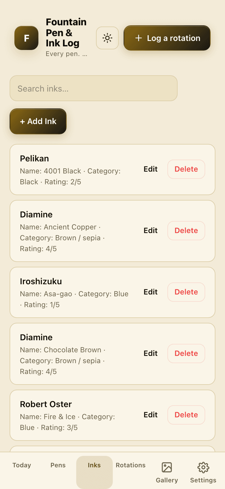 Inks screen