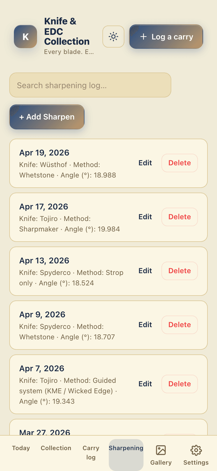 Sharpening screen
