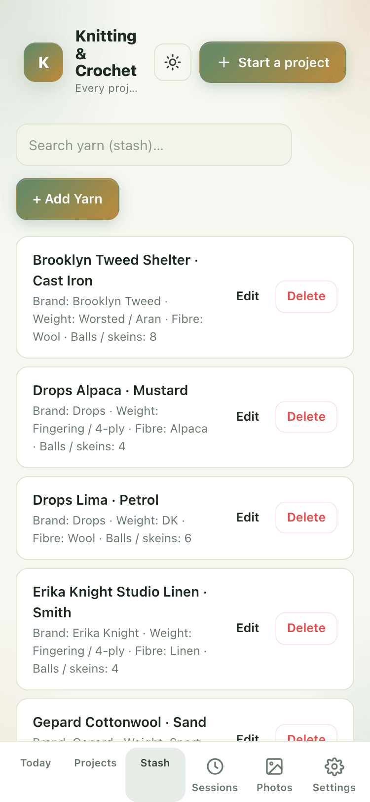 Stash screen