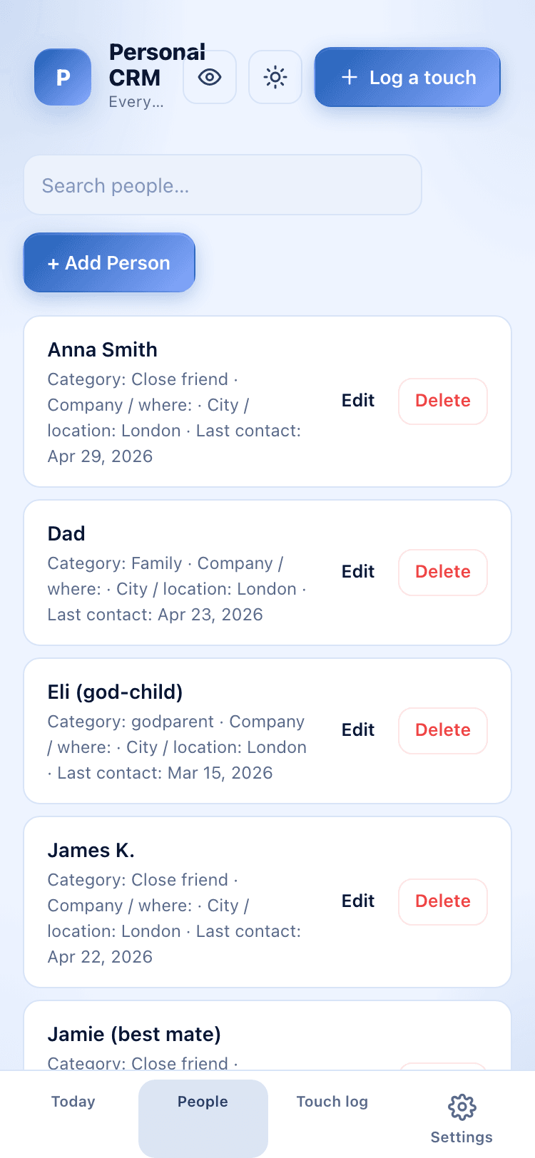 People screen