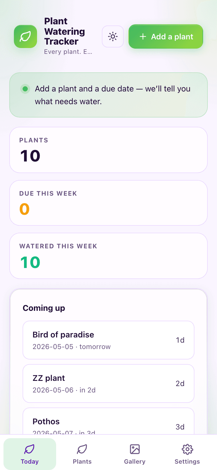 Today screen