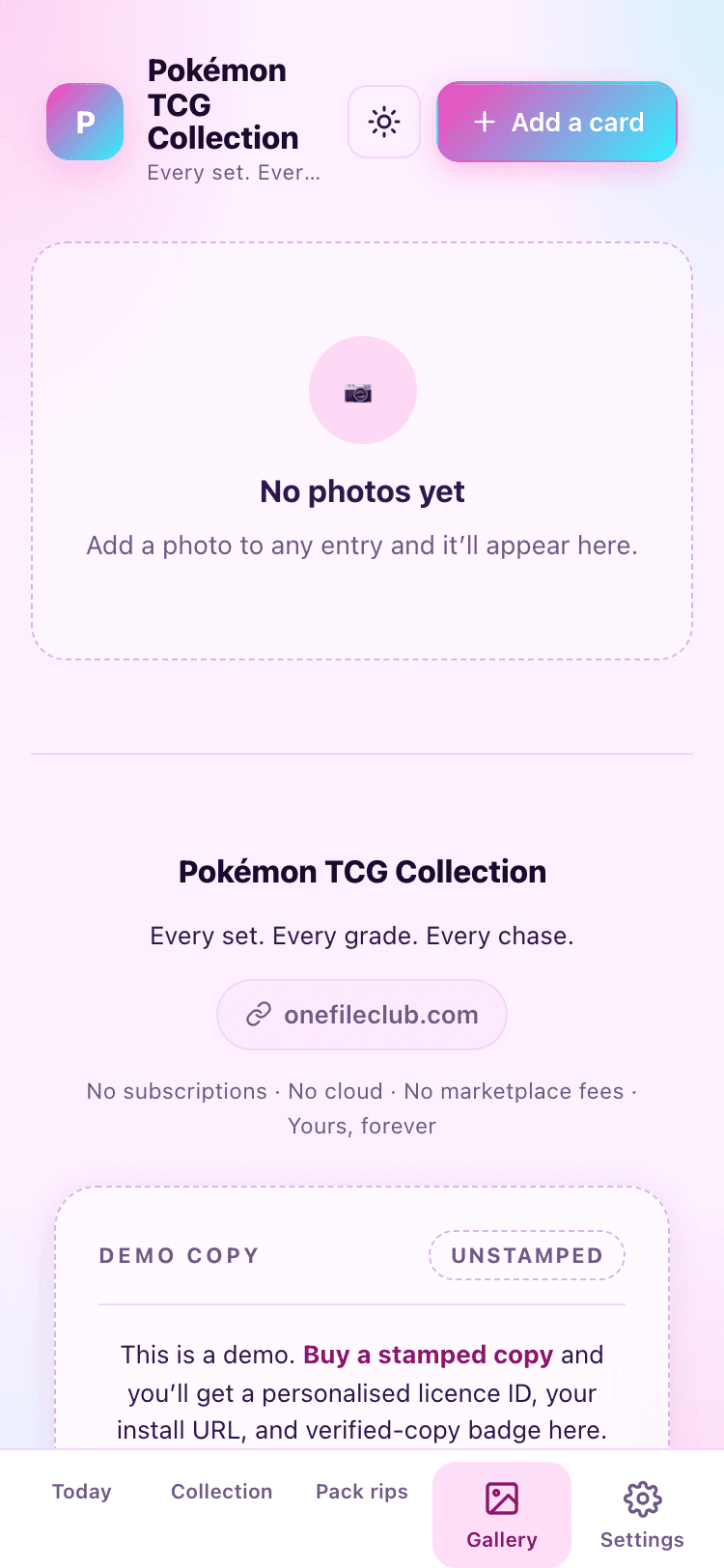 Gallery screen