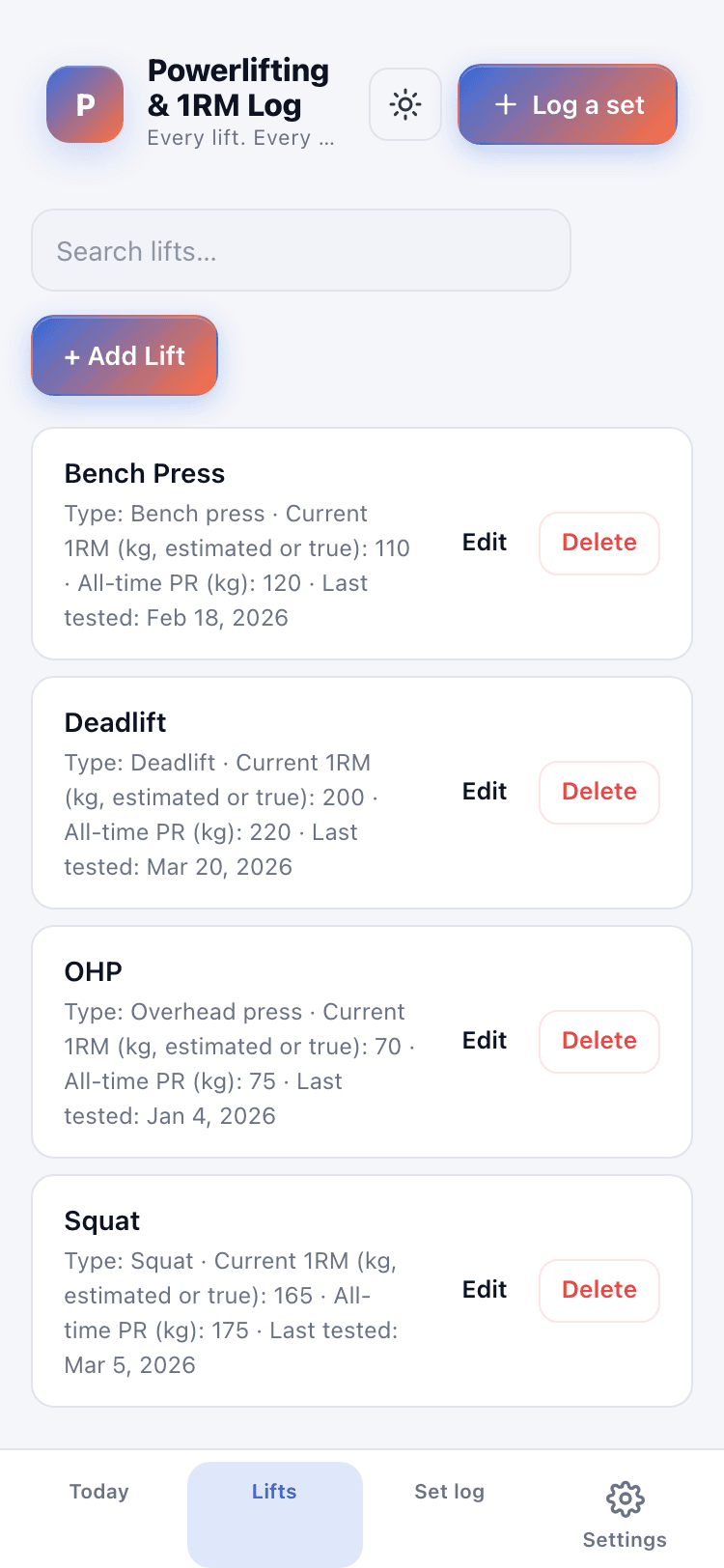 Lifts screen