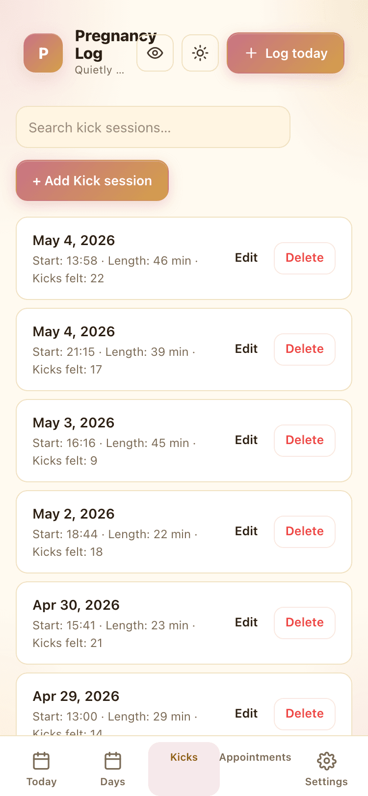 Kicks screen