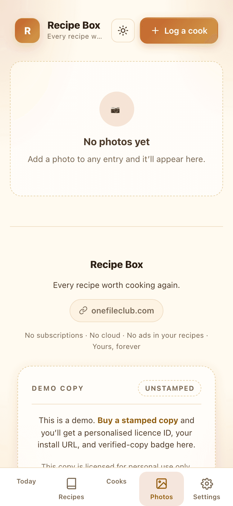 Photos screen