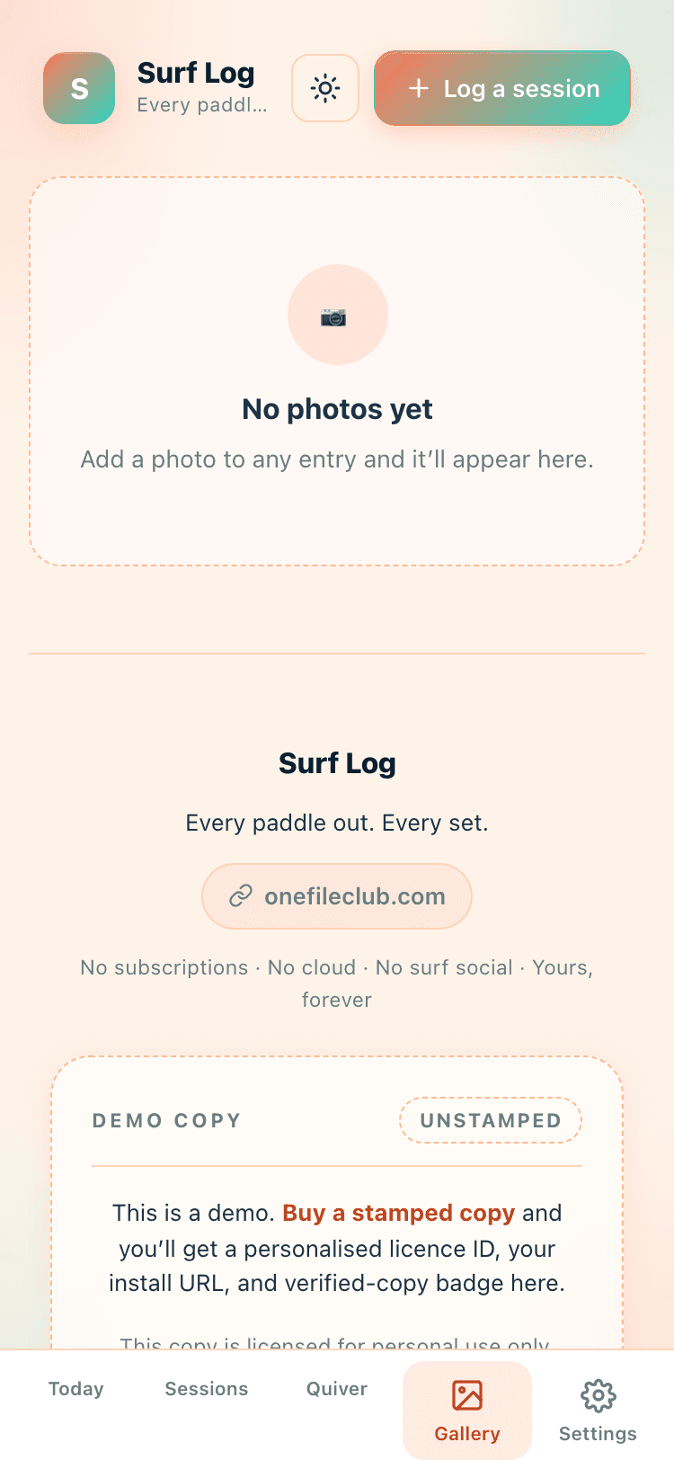 Gallery screen