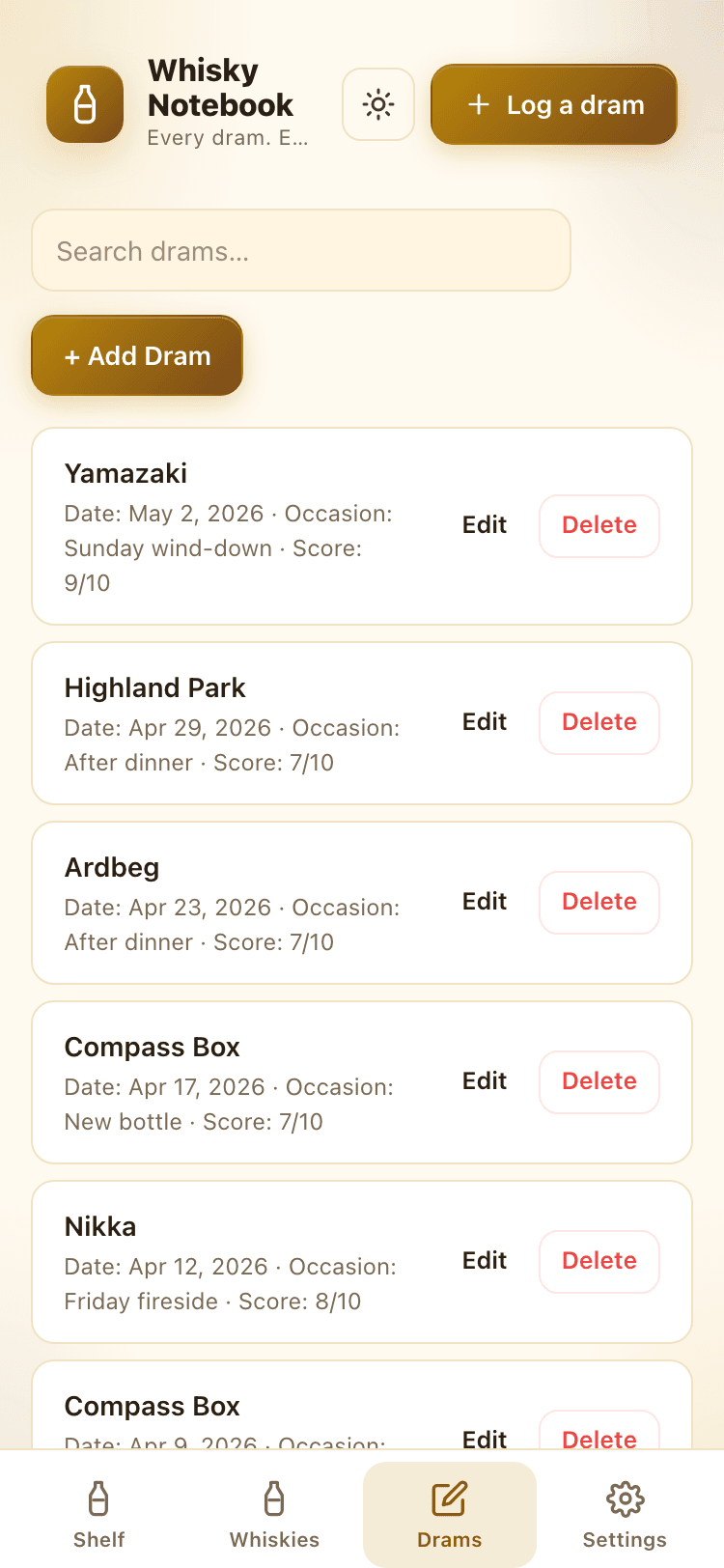 Drams screen